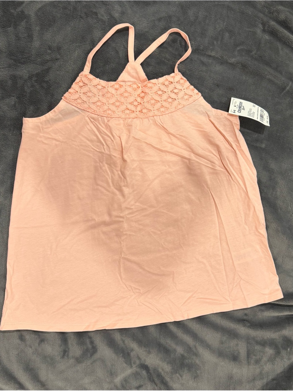 OshKosh B'gosh Light Pink Girls' Crochet Yoke Tank Top